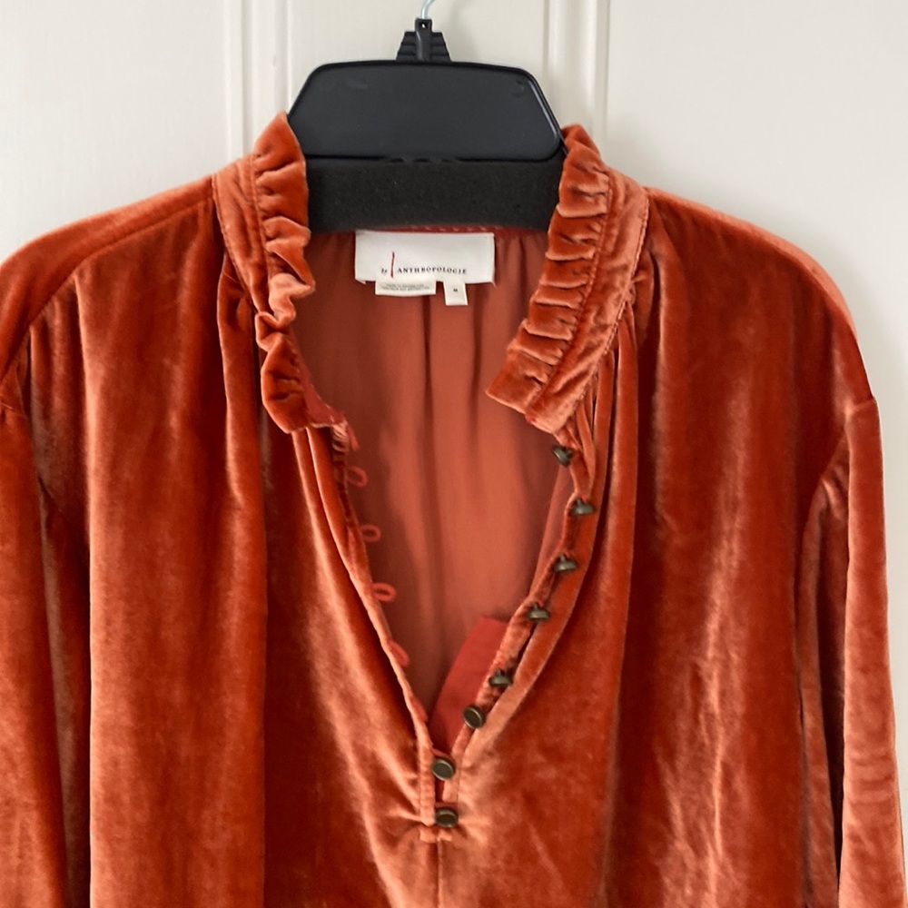 Worn once! Beautiful velvet tunic with ruffle collar.